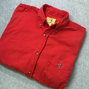 Vintage Duck Head Shirt‎ L Red Button Down Logo Pocket 100% Cotton Made Qatar